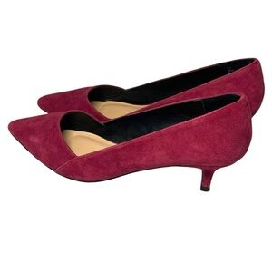 Sole Society Desi Suede Pumps Women's 9.5 Kitten Heel Burgundy Pointed Toe